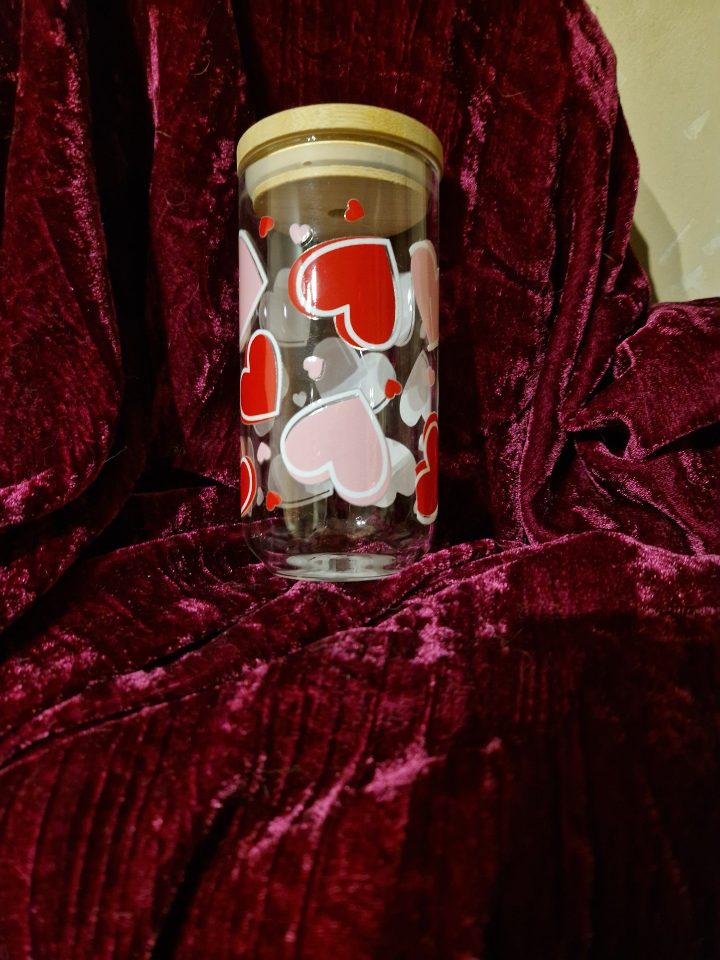 Large heart design 16oz libby glass