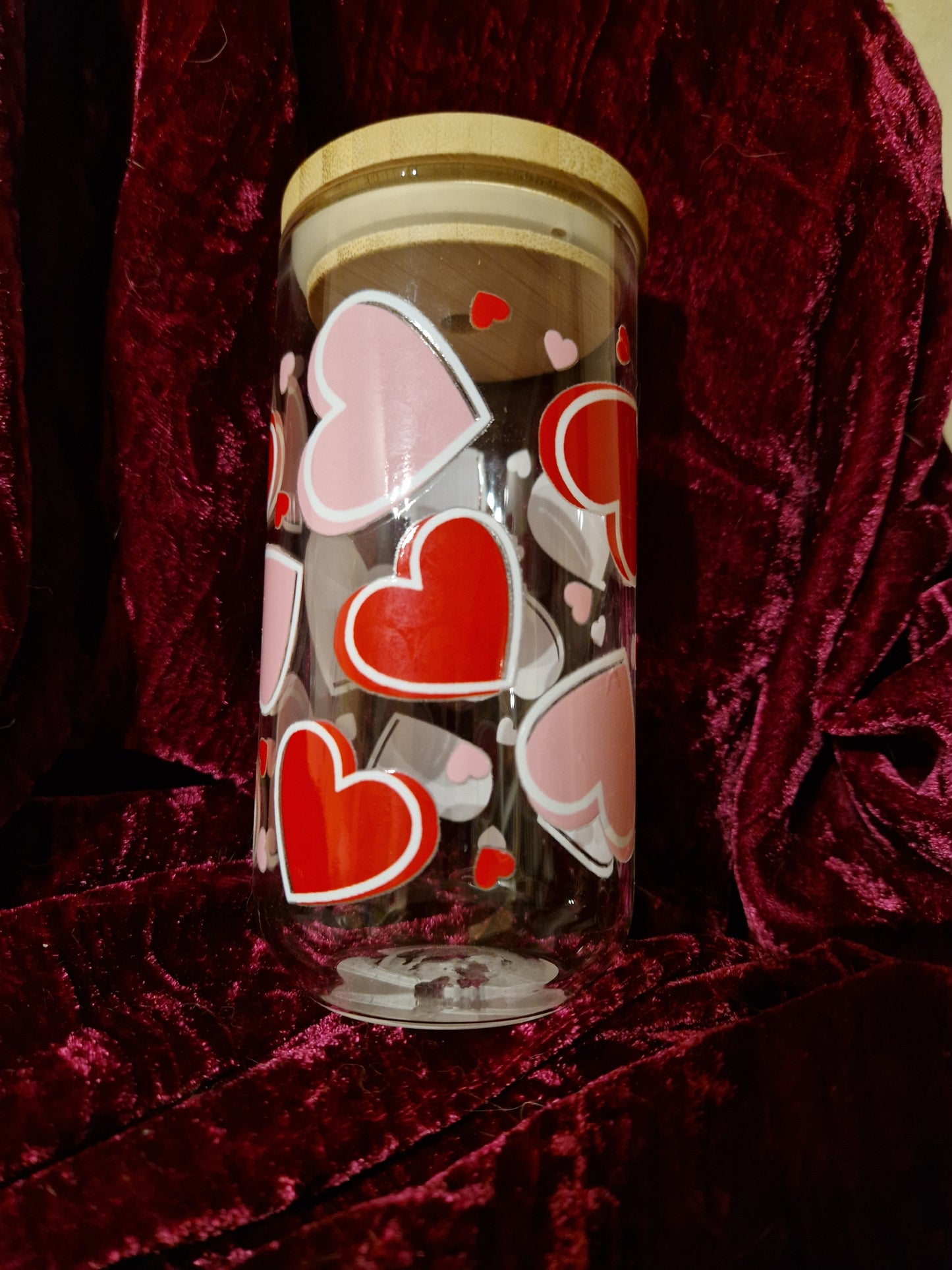 Large heart design 16oz libby glass