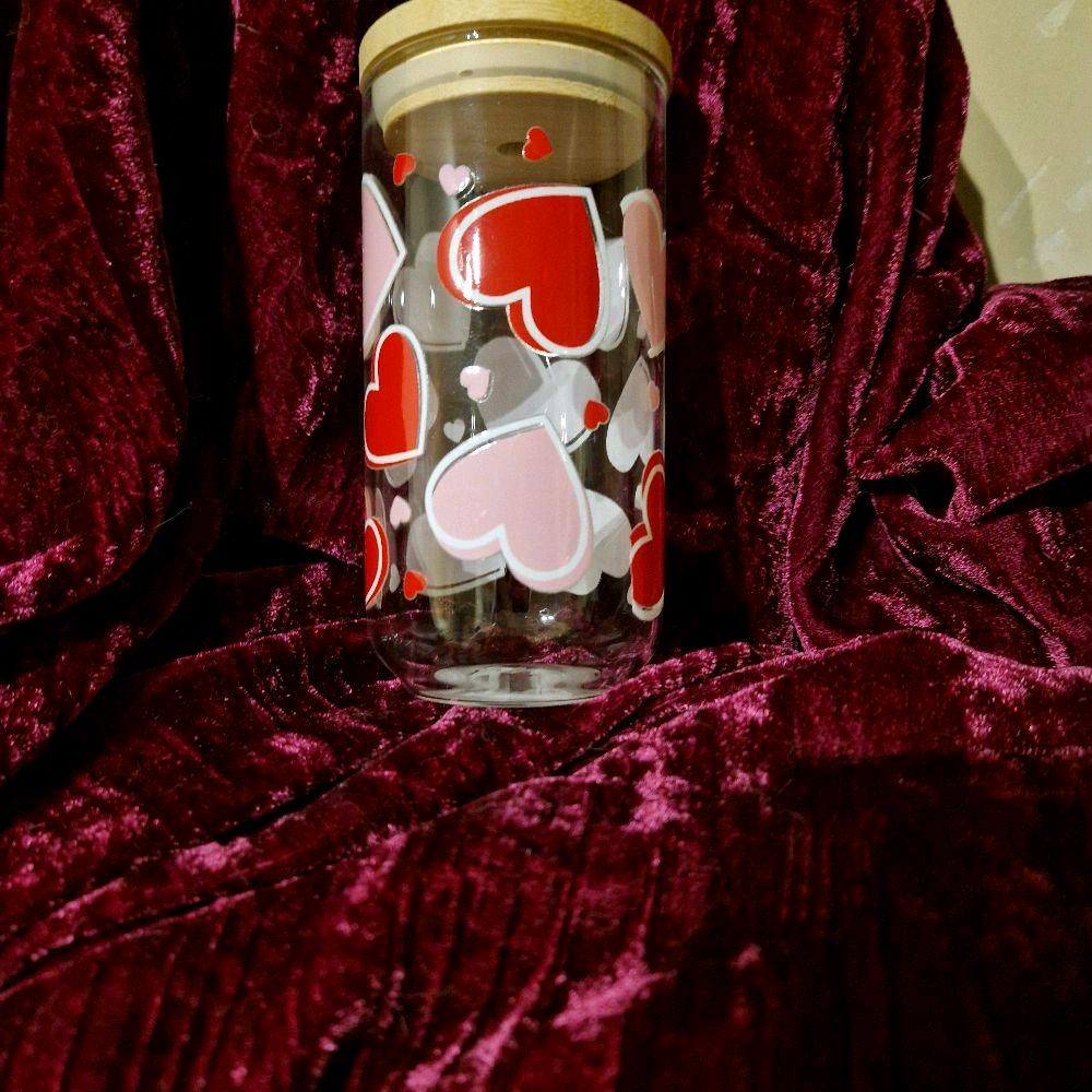 Large heart design 16oz libby glass